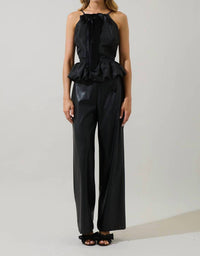 Sugarlips - Finda Velvet Bow Peplum Top