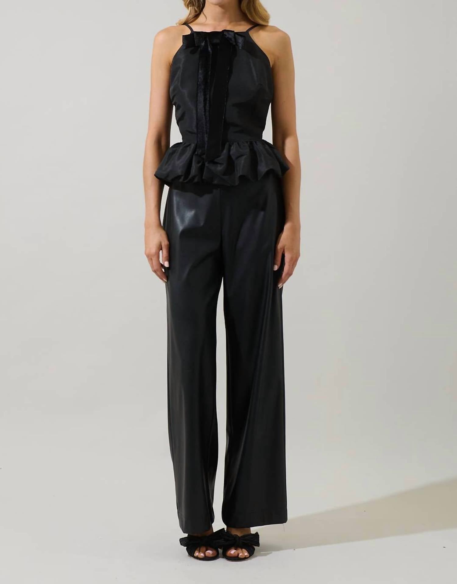 Sugarlips - Finda Velvet Bow Peplum Top