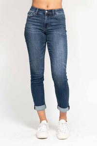 Judy Blue Tonya Cuffed Slim Fit Jeans in blue - women's jeans
