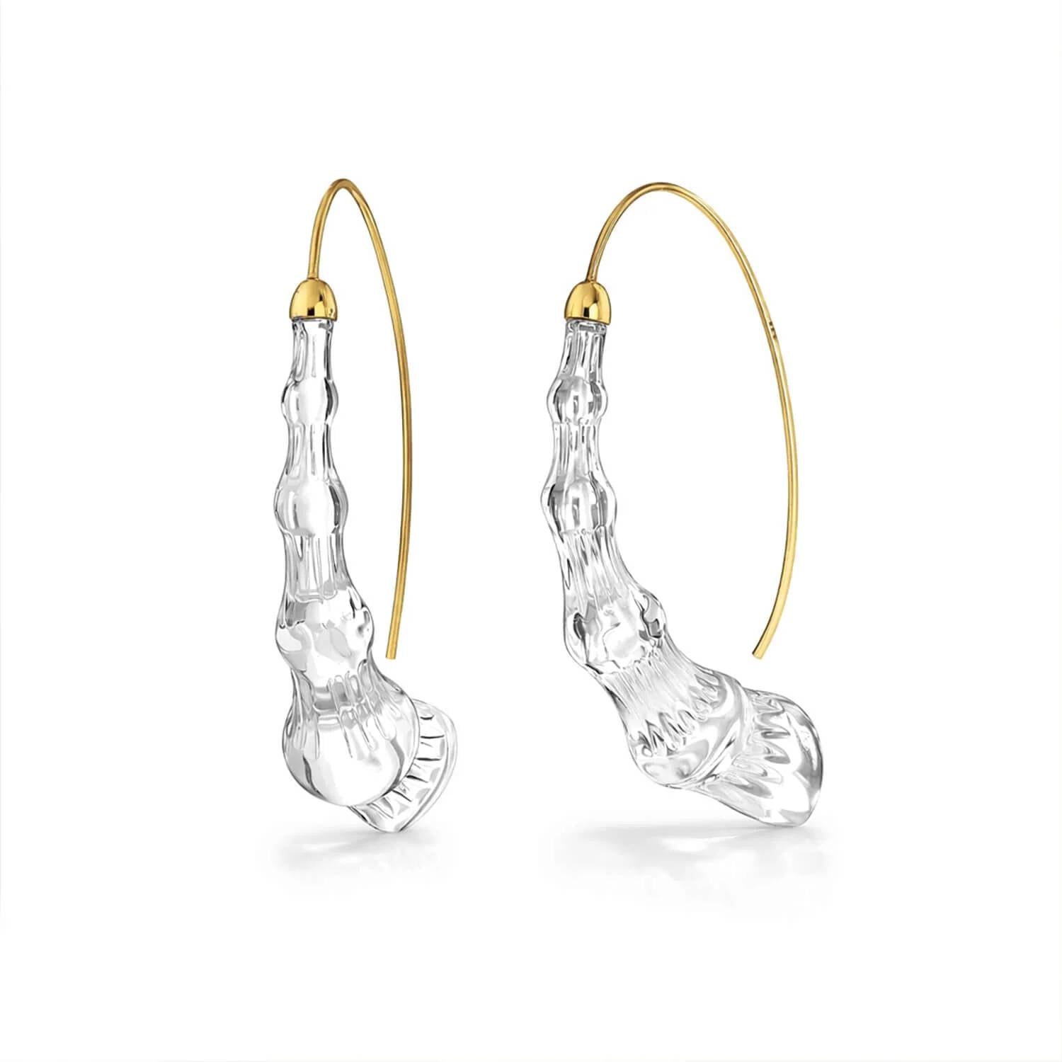 Gold & Honey - Women's Wishbone Bamboo Lucite Earrings