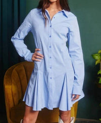 Bucketlist - Kennedy Long Sleeve Button Down Pleated Dress