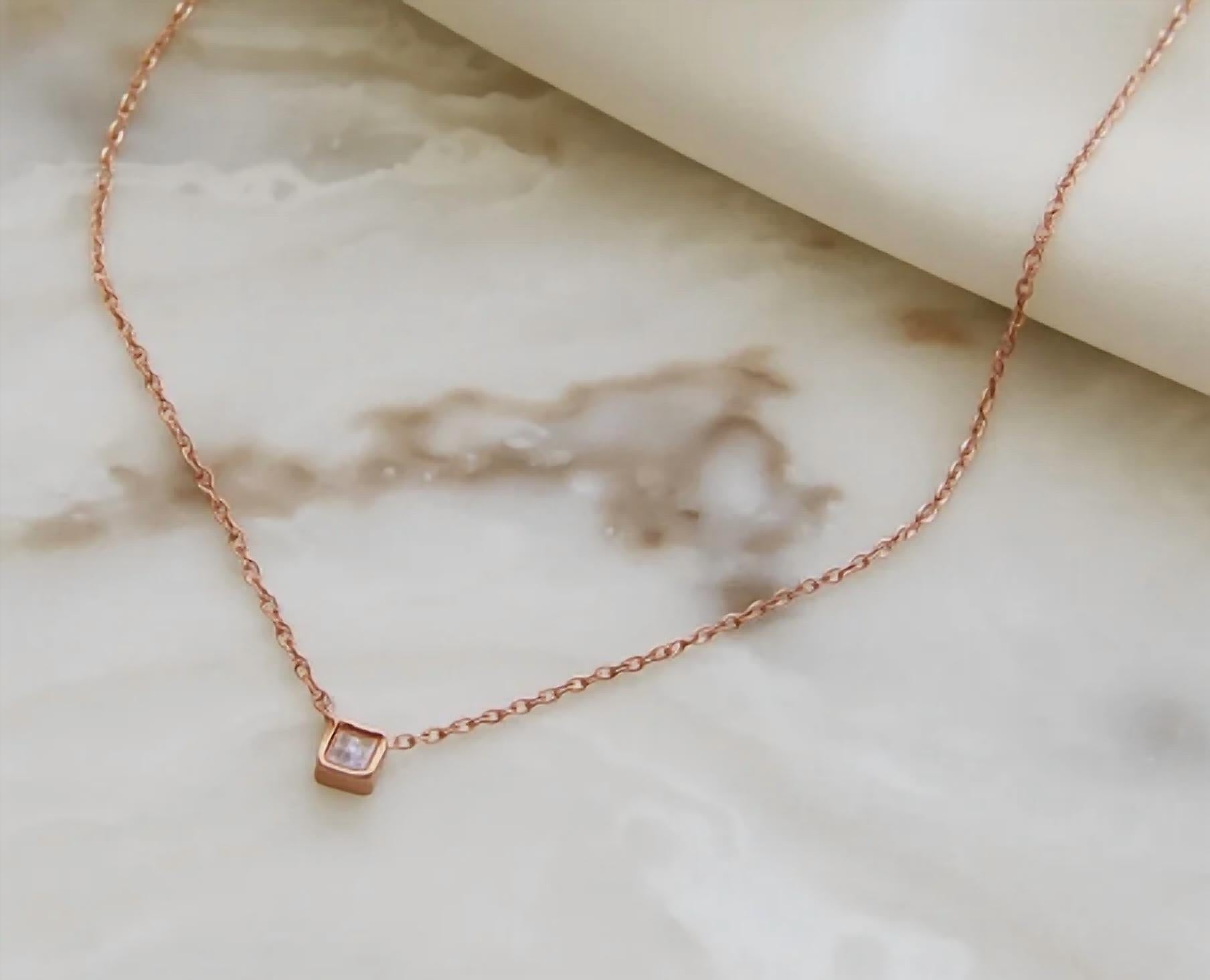 Maive - Women's Square Petite Stone Necklace