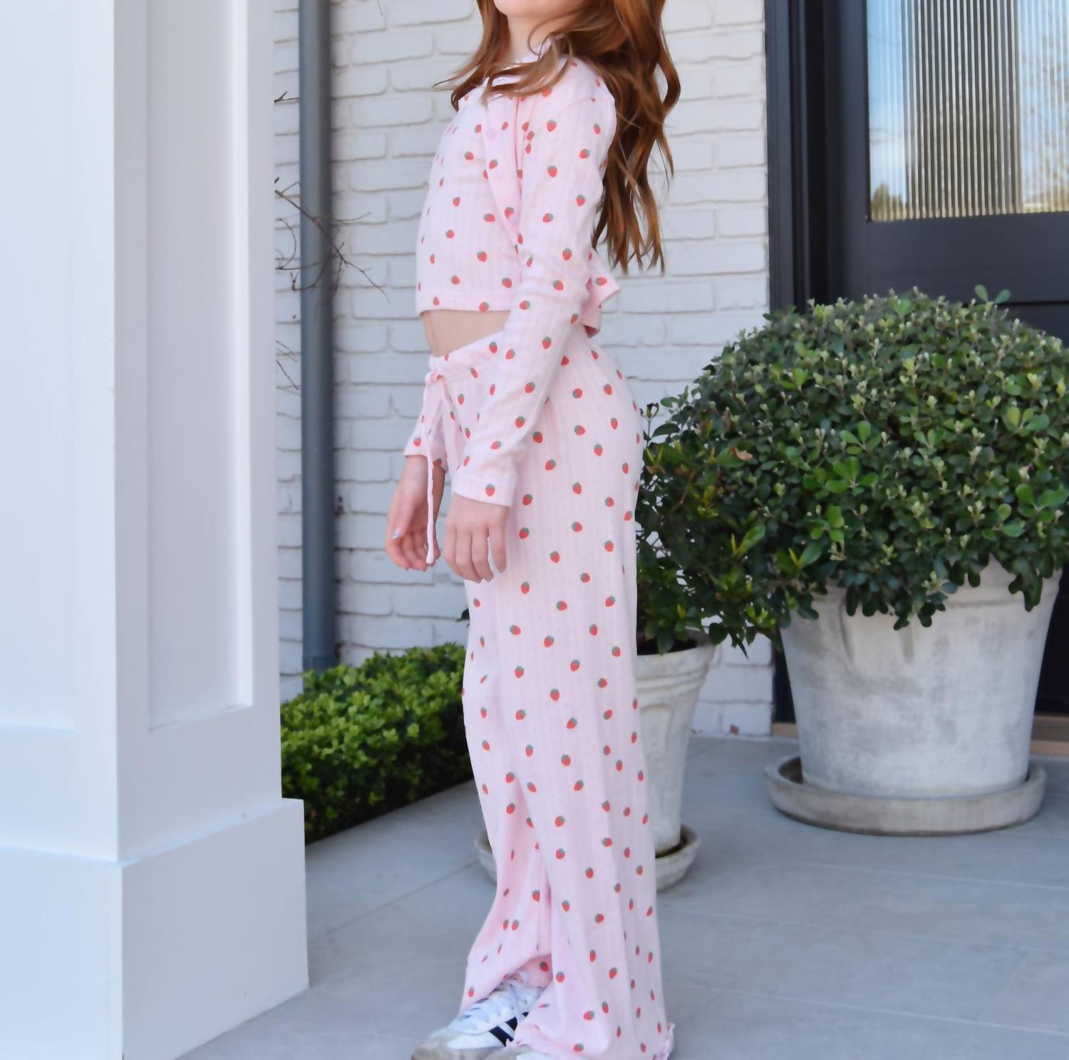 flowers by zoe Girl's Strawberry Pointelle Lounge Pant in pink - item - view 4