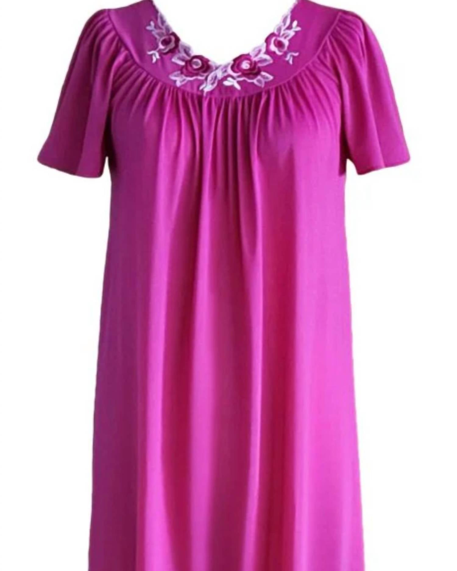 Shadowline Lingerie - Women's Long Gown With Flower Petal Embroidery And Flutter Sleeves