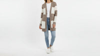STACCATO Color Block Open Front Cardigan in brown - women's cardigan
