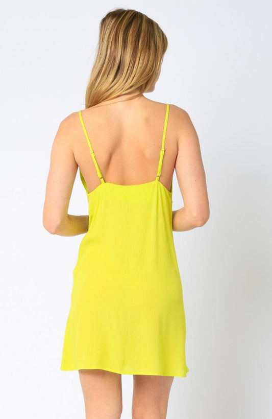 Olivaceous - Neon Cowl Neck Mini Dress