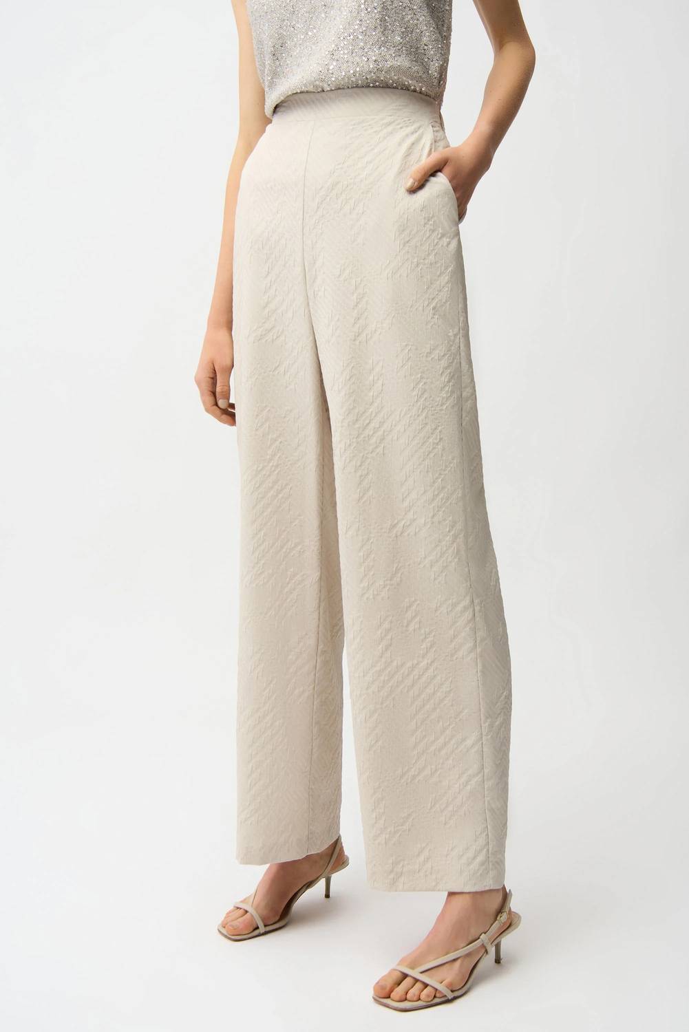 Joseph Ribkoff - Jacquard Geometrical Texture Wide Leg Pull-on Pants