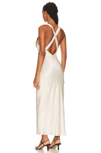 Shona Joy - Camille Lace Up Plunged Cross Back Midi Dress