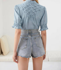 G.D.S. Colette Linen Blouse in celestial blue - women's blouse - view 4