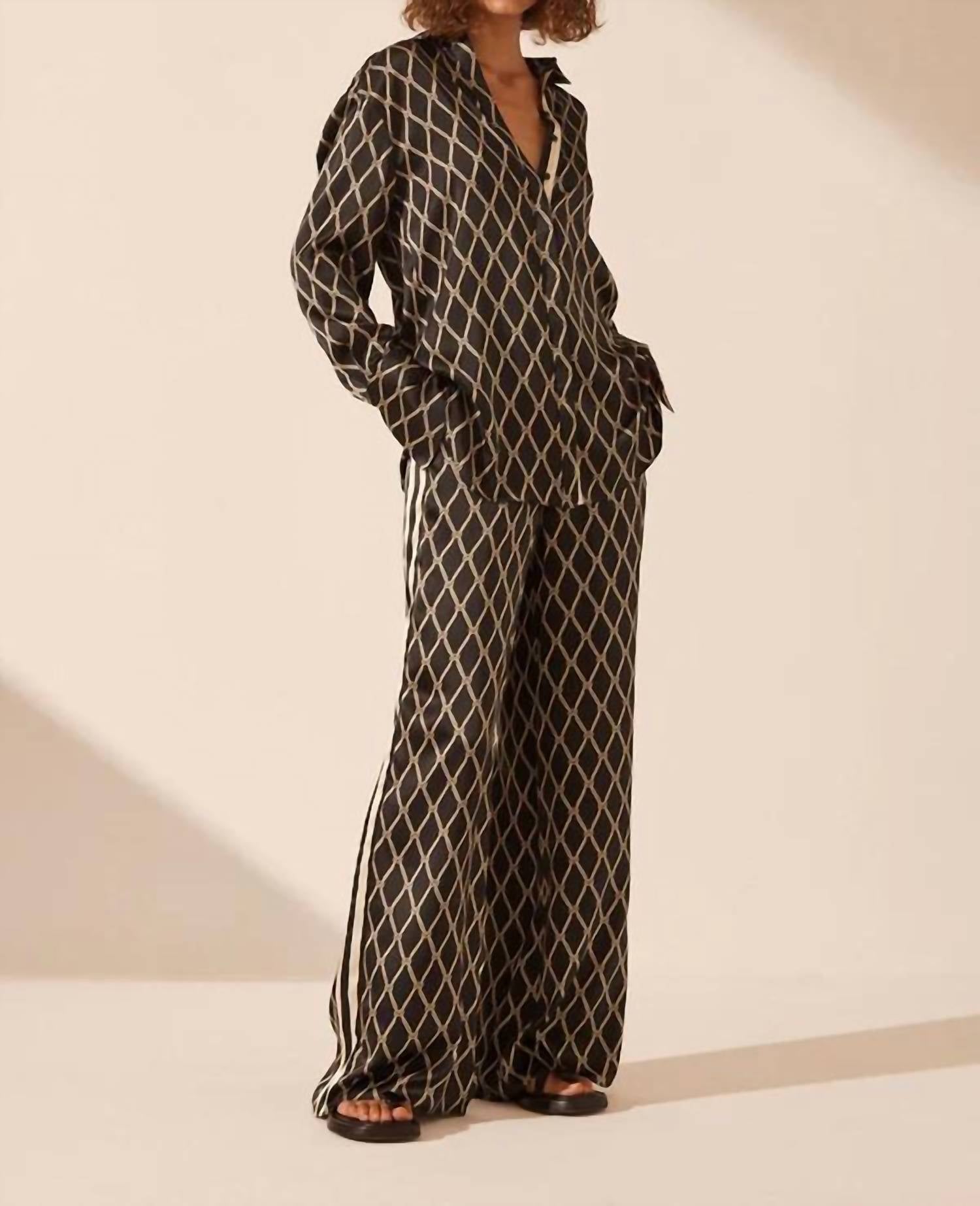 Shona Joy - Silk Contrast Relaxed Shirt