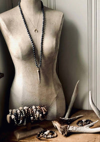L Rae Jewelry - Women's Boho Knotted Gemstone Deer Antler Necklace