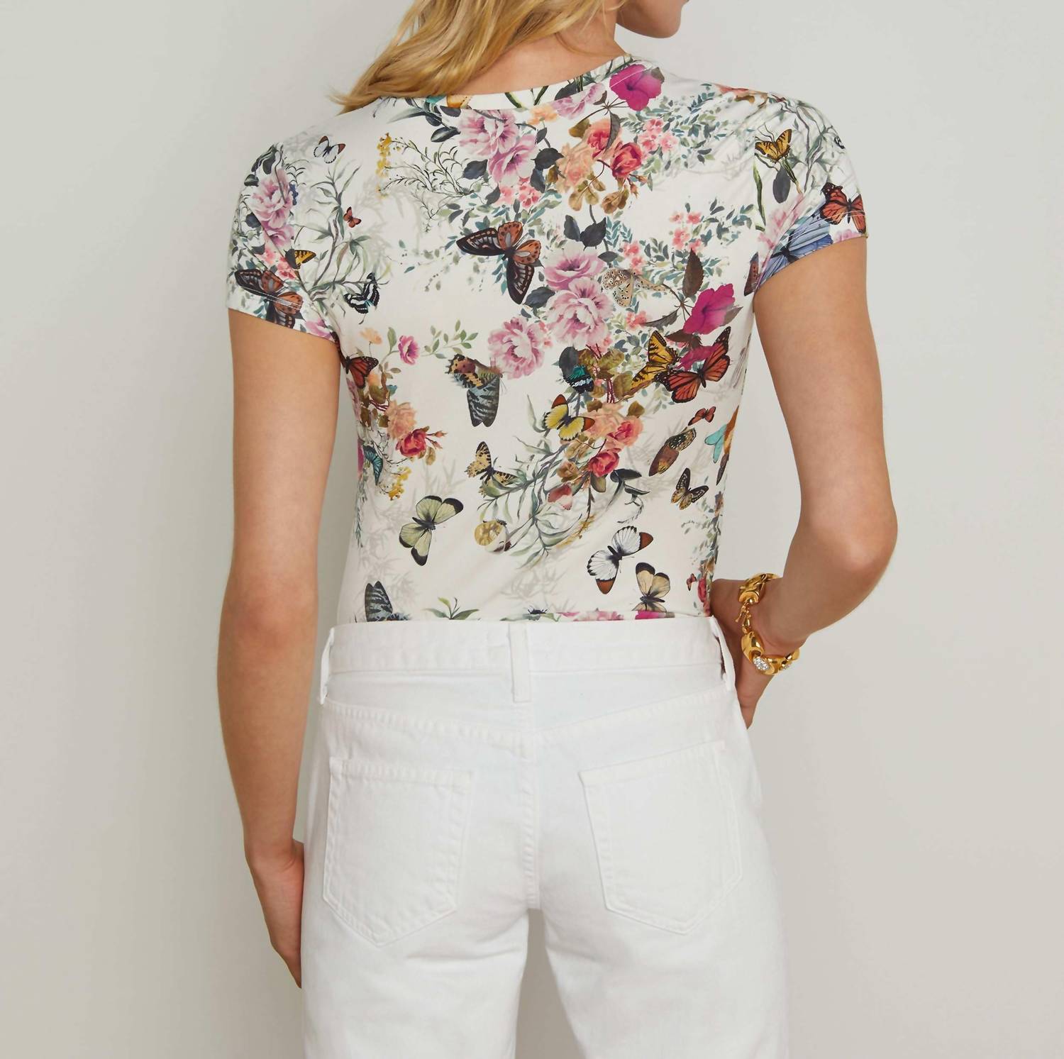 L'Agence - Ressi Short Sleeve Butterfly Print Tee