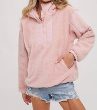 BluIvy Contrast Hoodie in dusty pink - women's top
