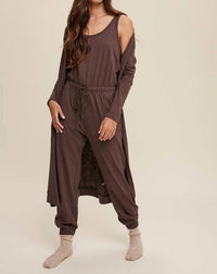Listicle - Jumpsuit And Long Cardigan Set