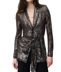 Joseph Ribkoff Sequin Blazer With Belt in black multi - women's jacket - alternate view