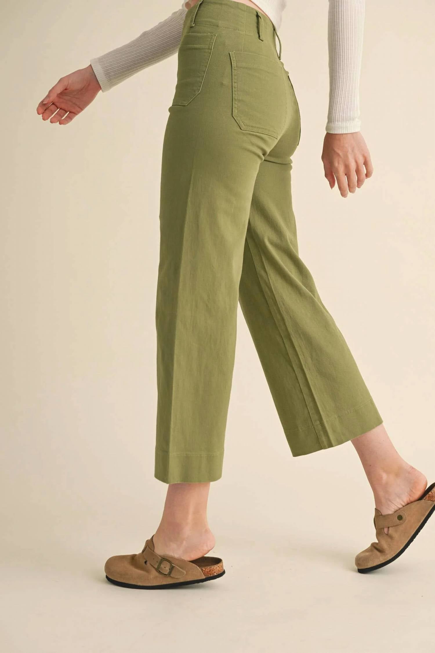 &Merci - High Waist Cropped Wide Leg Pants