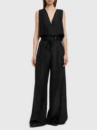 forte forte Habotai Silk Crossed Top in black - women's blouse