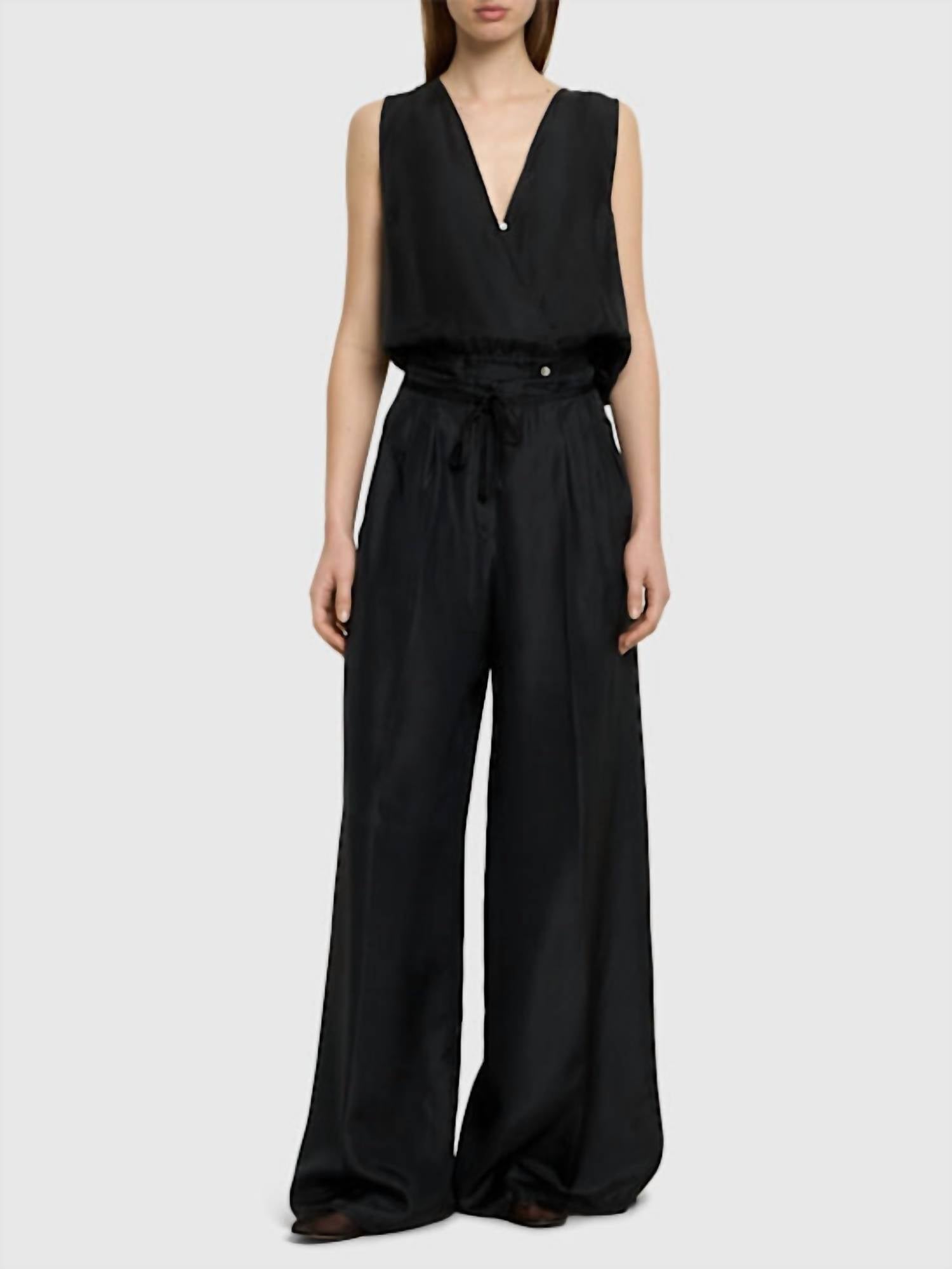 forte forte Habotai Silk Crossed Top in black - women's blouse