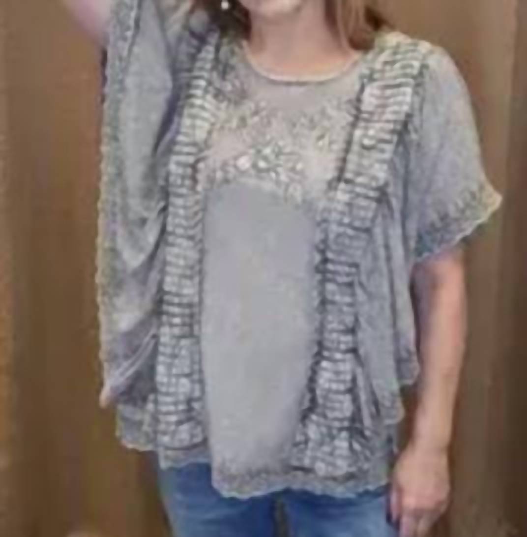 Parsley & Sage - Short Sleeve Top With Eyelet And Embroidery Detail