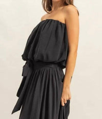 HYFVE Sand Washed Sleeveless Bubble Hem Top in black - women's blouse - detail view