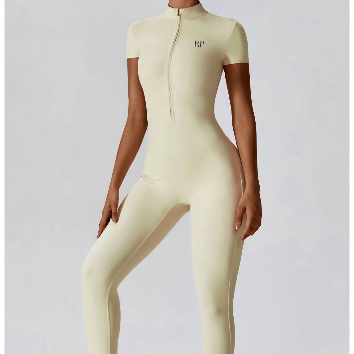 Rockstar Peach - Scuba Short Sleeve Zip Jumpsuit