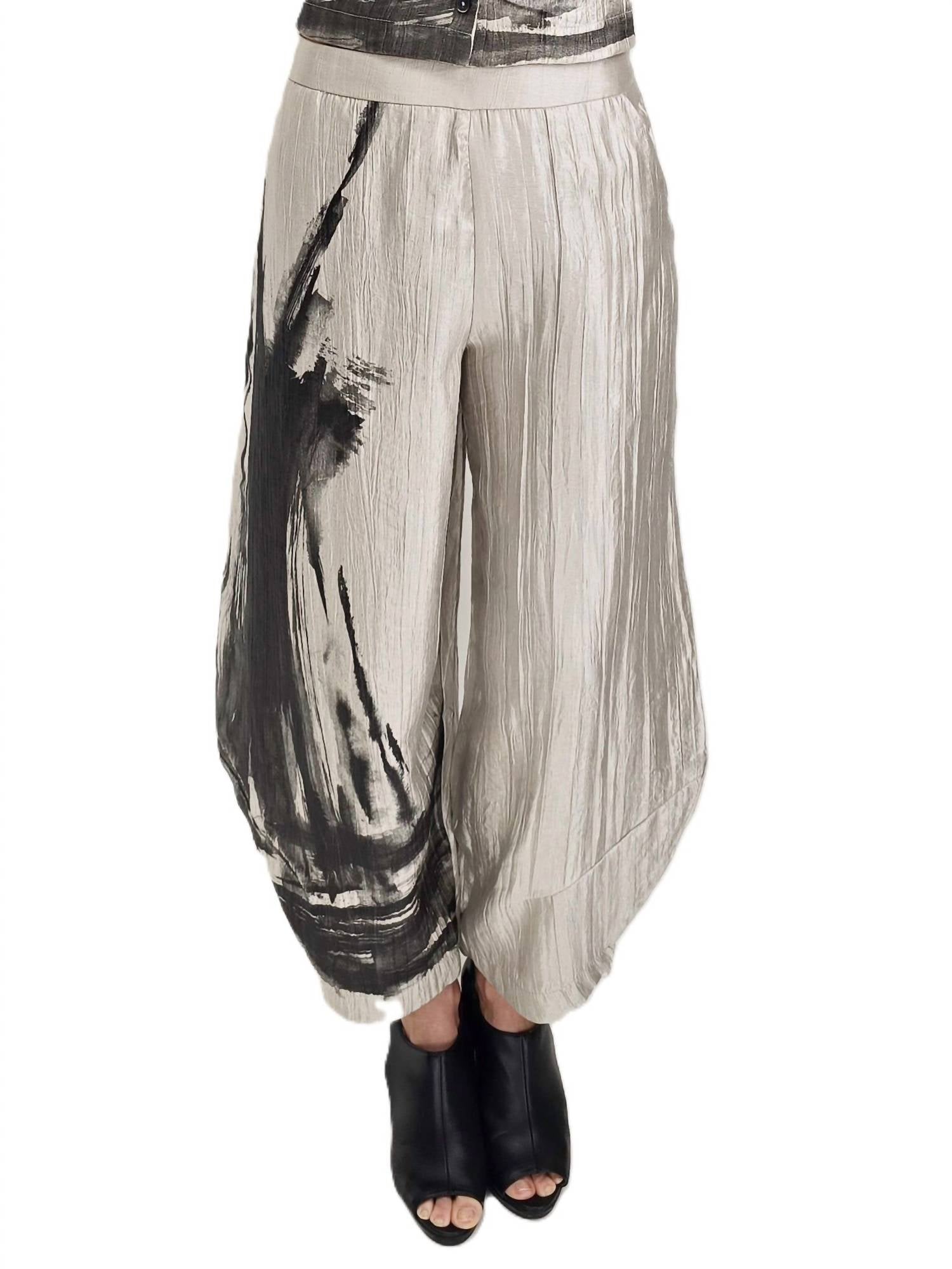 Ozai N Ku - Lantern Pants With Blush Stroke Print