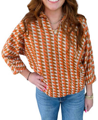 Ivy Jane - Geometric Collared Popover Top