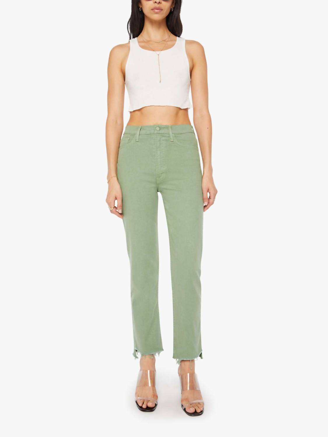 Mother - High Waisted Rider Ankle Step Fray Jeans