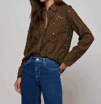 L'Agence - Ellery Eyelet Long Sleeve Blouse