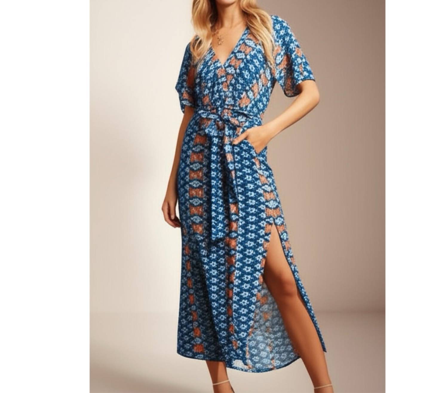 Haptics - Boho Print Surplice Midi Dress