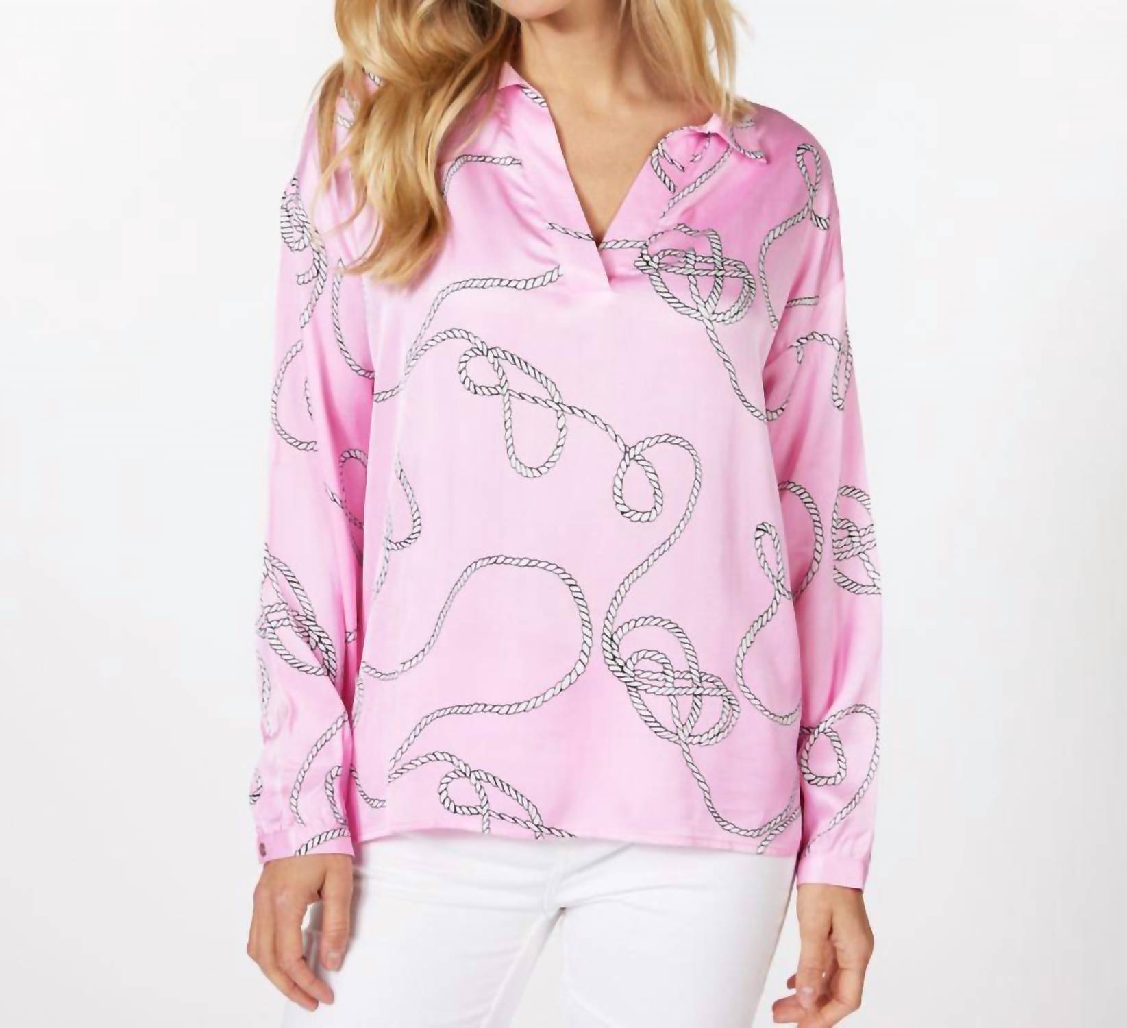 Esqualo - Parisa Polo Collar Rope Print Blouse