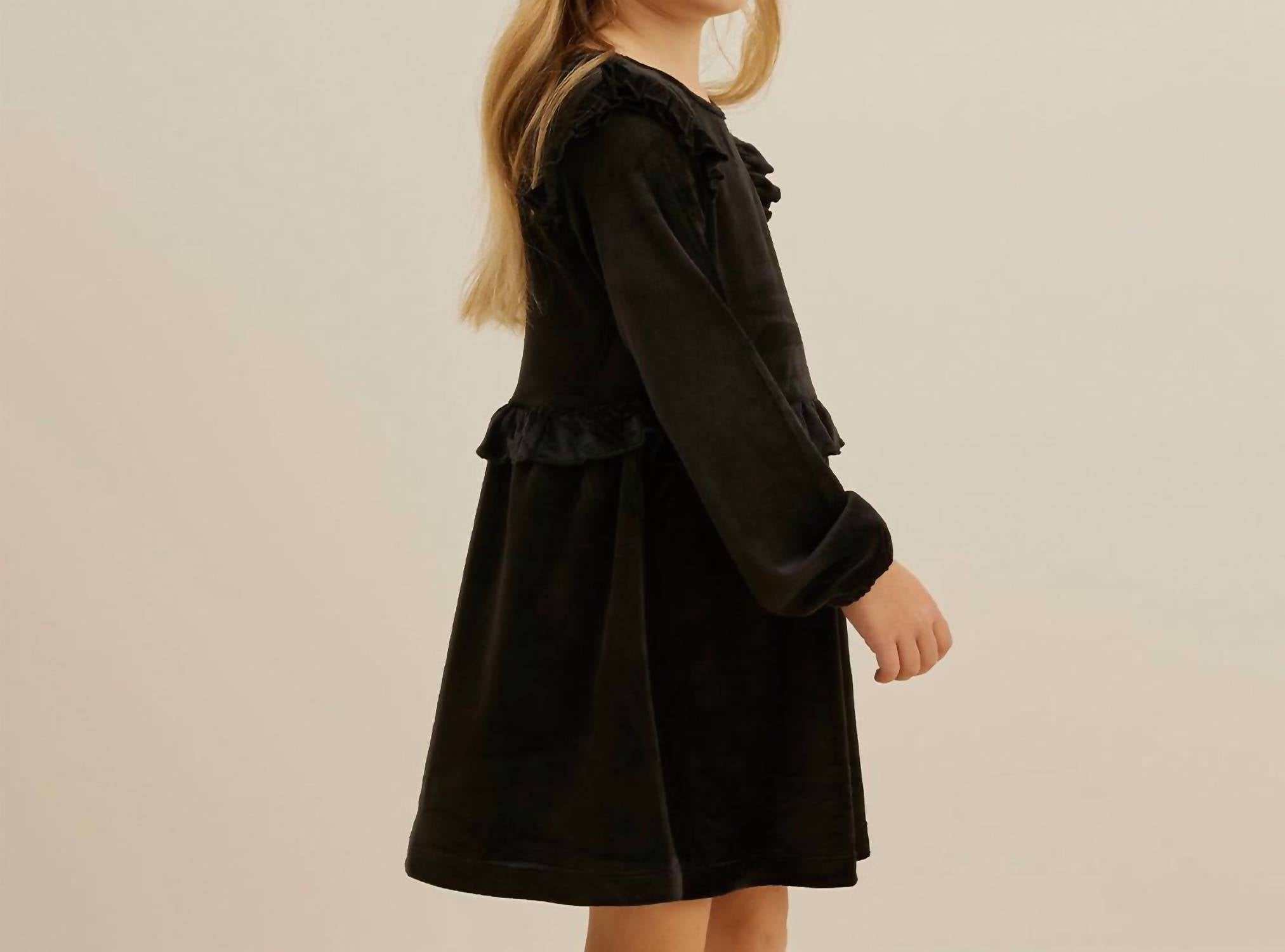 Miles Baby - Girls' Long Sleeves Velour Dress