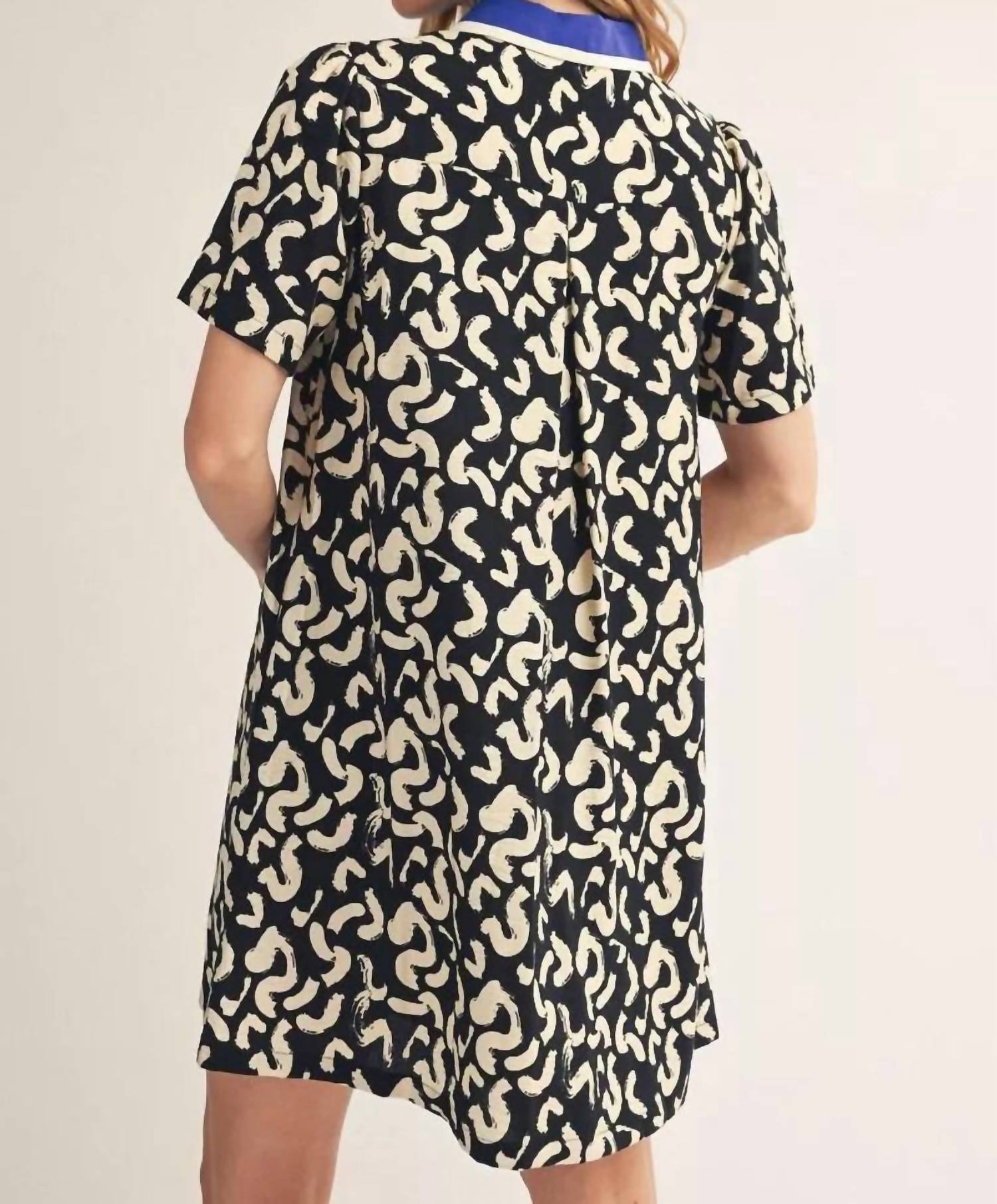 Jodifl Collar Dress in navy stripe - women's dress - detail view