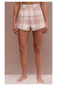 Z Supply Women's Co Ed Plaid Boxer in natural - women's shorts