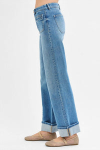 Risen - Elastic Band Mid Rise Front Patch Pocket Jeans