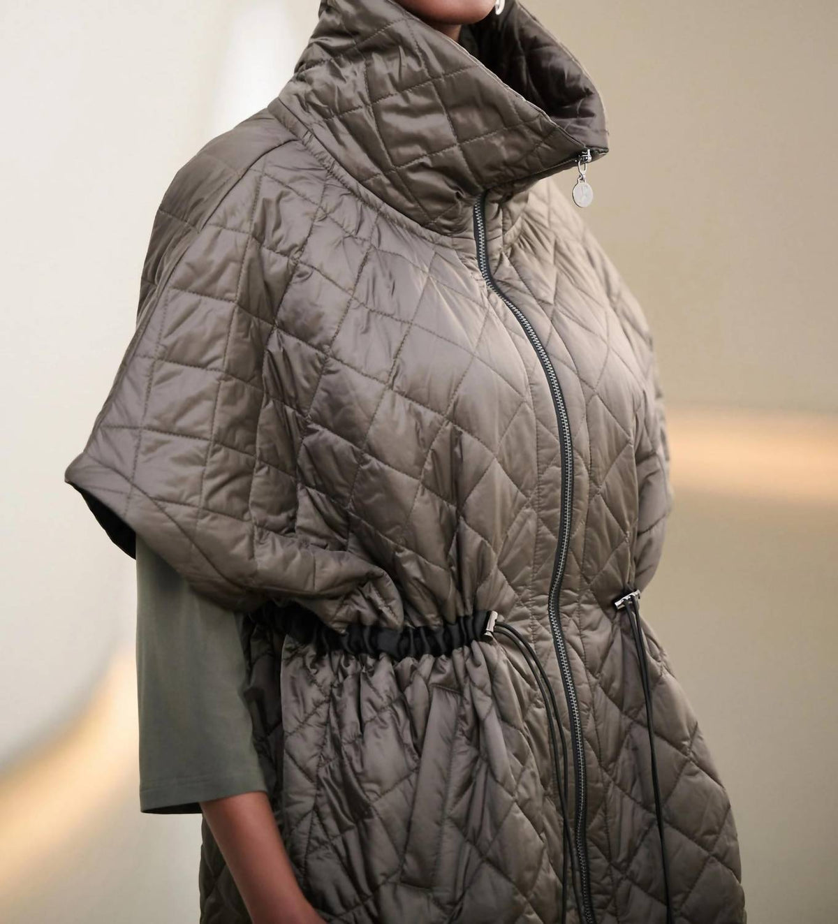 Joseph Ribkoff - Quilted Nylon Shawl Neck Boxy Vest