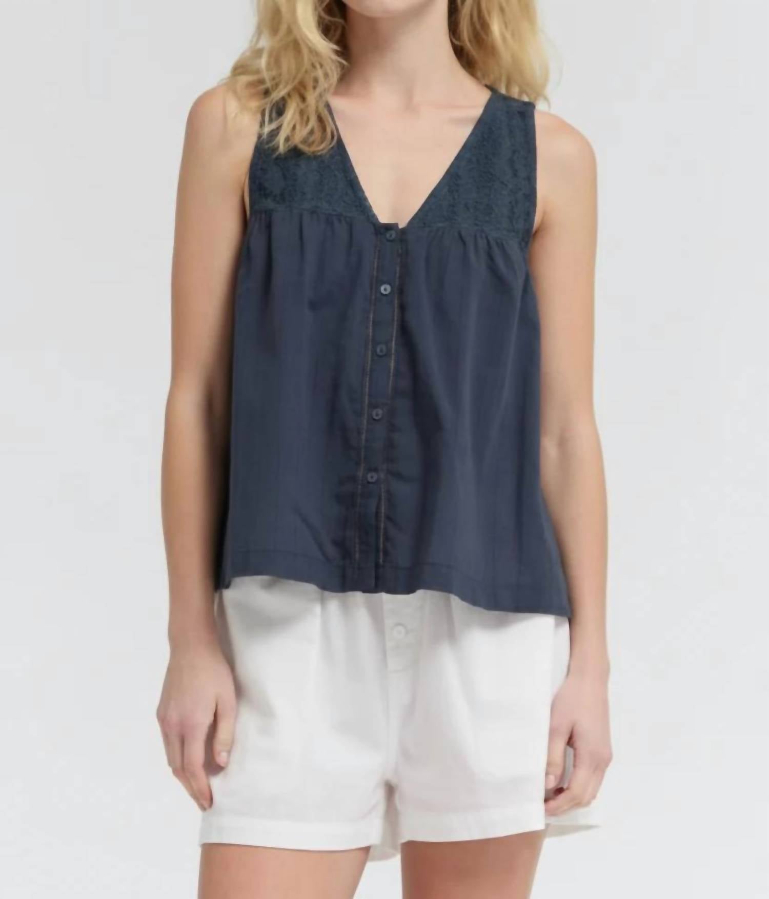 Grade & Gather - V-neck Eyelet Tank