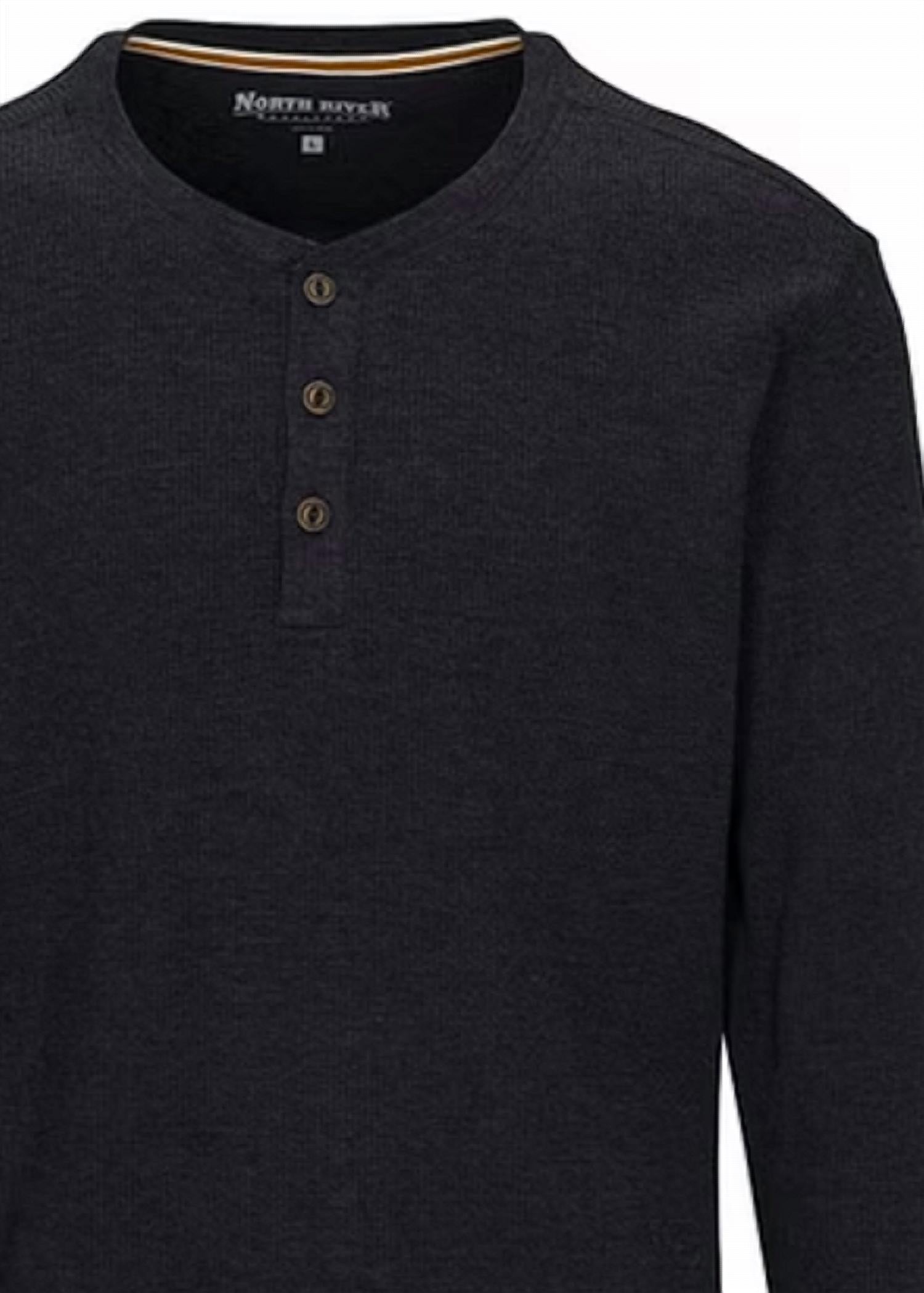 North River - Men's Waffle 3 Button Henley Top