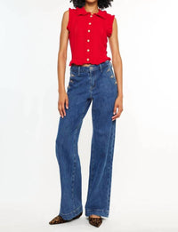 Kancan - HIGH RISE WIDE LEG DRAPE TROUSERS