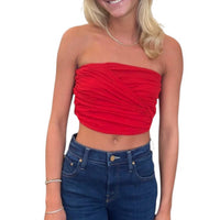 Ganni - Marl Mesh Draped Bandeau Top