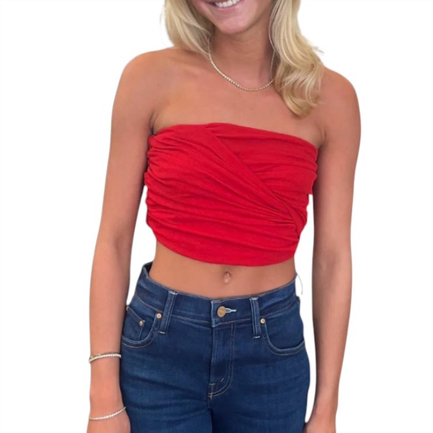 Ganni - Marl Mesh Draped Bandeau Top