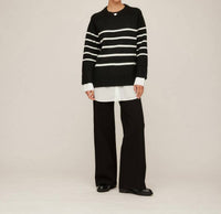 Karen Kane - Layered Stripe Crewneck Sweater