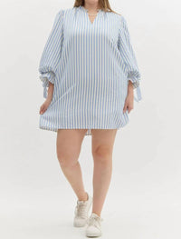 Entro - Olivia Curve Striped Bow Tie Detail Mini Dress