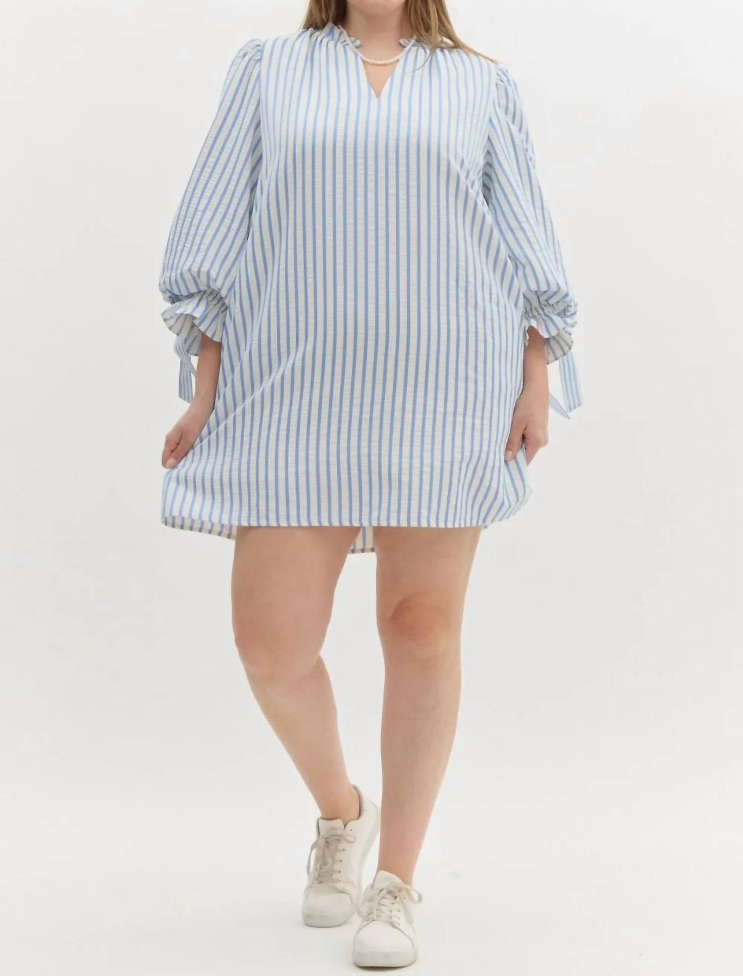 Entro - Olivia Curve Striped Bow Tie Detail Mini Dress
