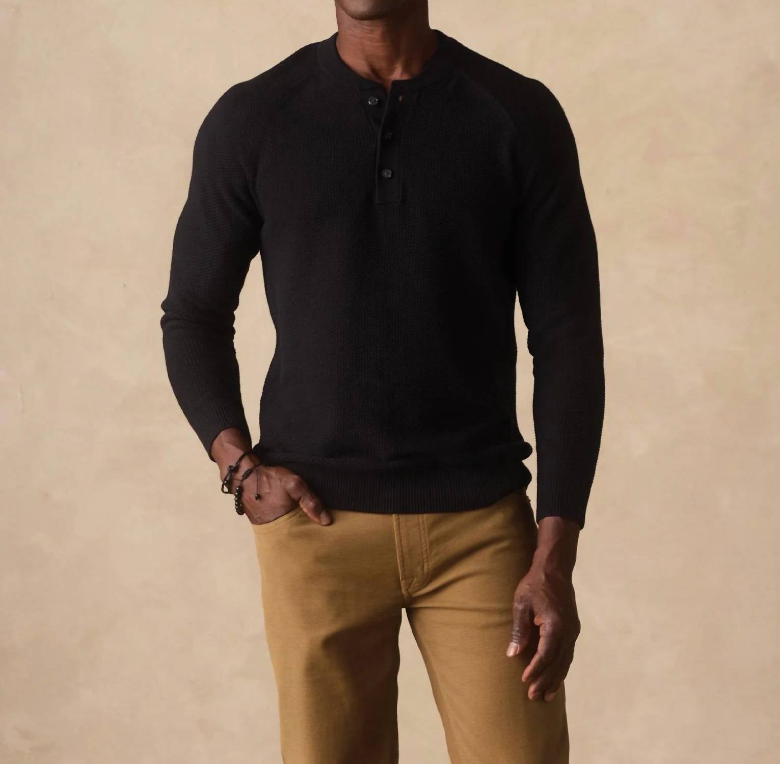 The Normal Brand - Coolmax Textured Henley Sweater