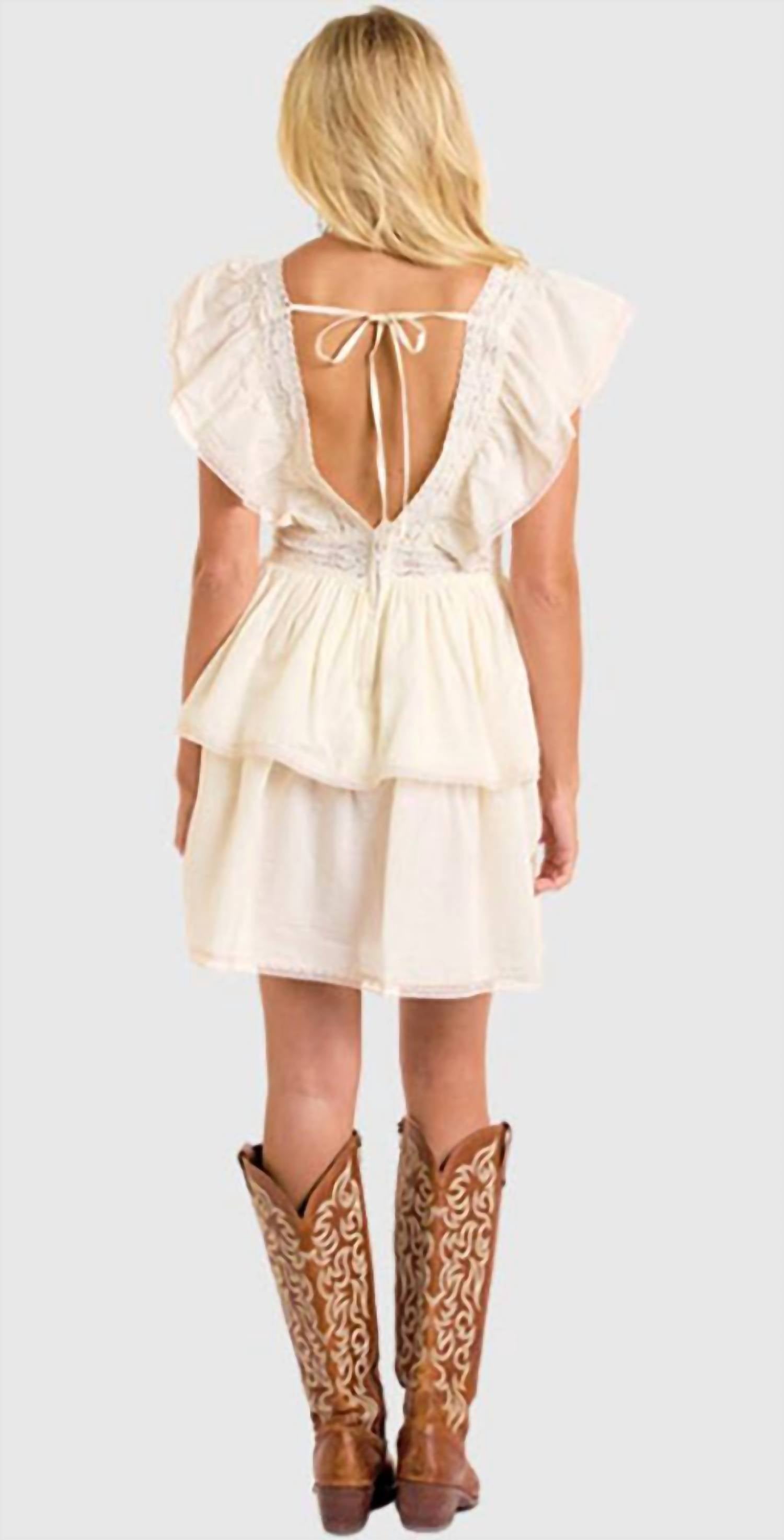 Rock & Roll Denim - Women's Cowgirl Flutter Sleeve Mini Dress