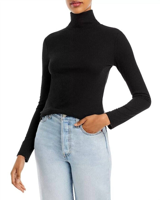 Aqua - Ribbed Knit Long Sleeve Turtleneck Top