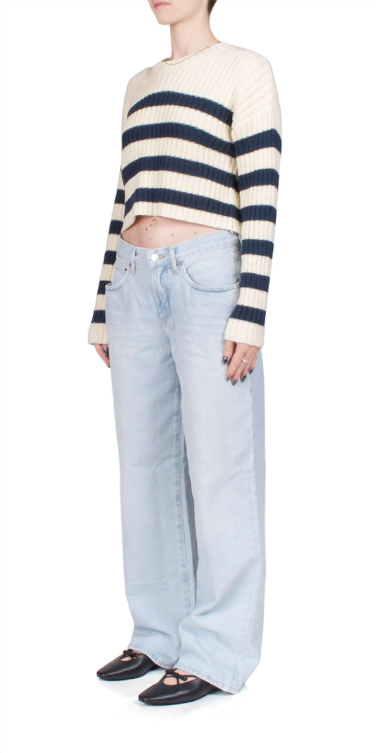 Denimist - Striped Ribbed Cropped Sweater