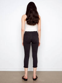 Charlie B - Cuffed Cropped Slim Leg Twill Pants