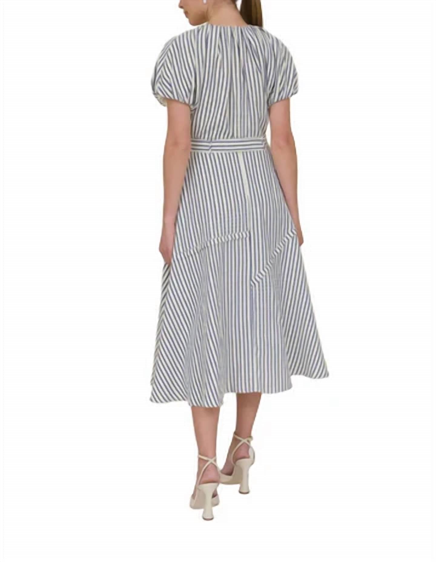 Zoe And Claire - Puff Sleeve Dress With Belt